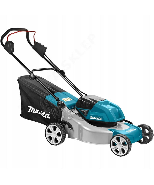 Akumuliatorinė vejapjovė MAKITA DLM460, 46 cm, 60 l, 2x18V, plieninis korpusas