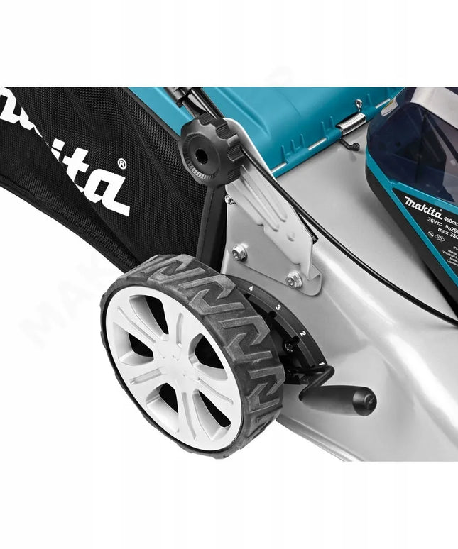 Akumuliatorinė vejapjovė MAKITA DLM460, 46 cm, 60 l, 2x18V, plieninis korpusas