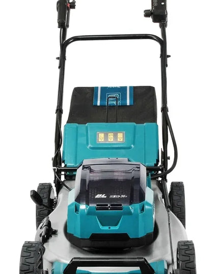 Akumuliatorinė vejapjovė Makita DLM532Z, 53 cm, 2x18V LXT BLDC XPT ADT su pavara (be akumuliatorių)