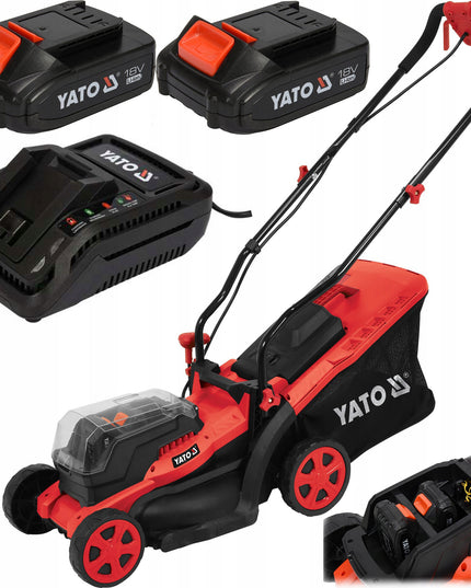 Akumuliatorinė vejapjovė Yato 36V 34 cm su 35 l krepšiu 2x 2 Ah akumuliatoriumi