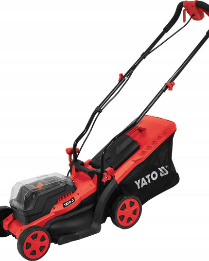 Akumuliatorinė vejapjovė Yato 36V 34 cm su 35 l krepšiu 2x 2 Ah akumuliatoriumi
