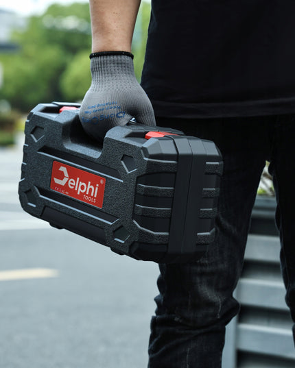 Akumuliatorinės sodo žirklės Delphi Tools 21V su Brushless varikliu, 2 baterijomis, lagaminu ir atsarginiu peiliu