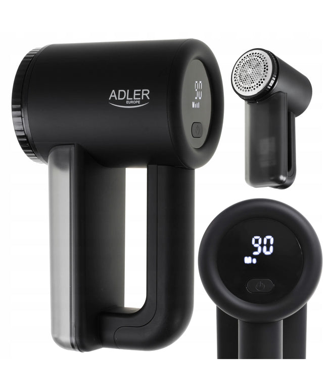 Akumuliatorinis audinių skustuvas Adler AD9617 su LCD ekranu ir greičio reguliavimu, juodas