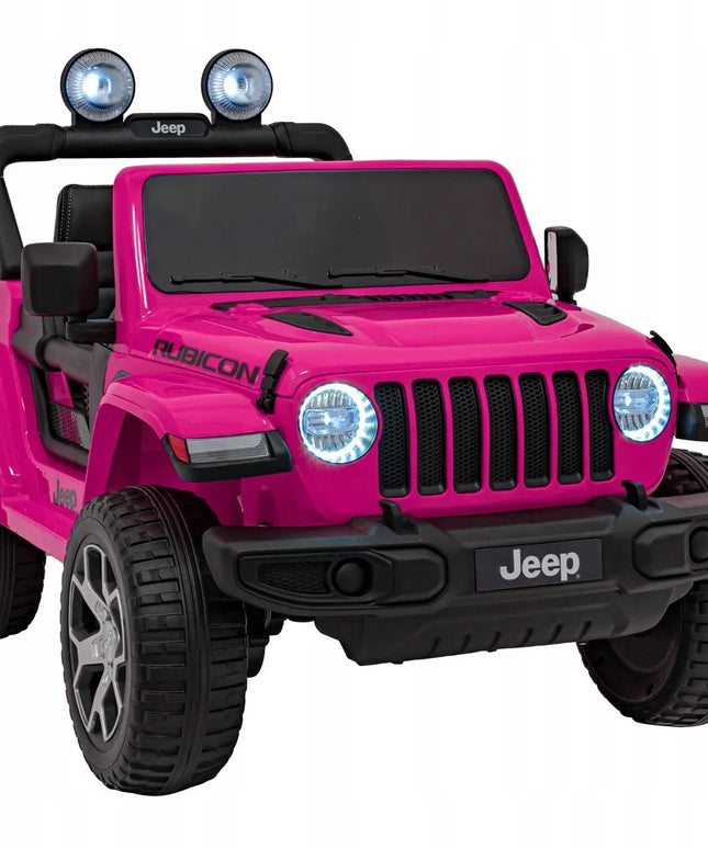 Akumuliatorinis automobilis Jeep Wrangler Rubicon rožinis