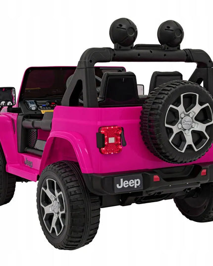 Akumuliatorinis automobilis Jeep Wrangler Rubicon rožinis