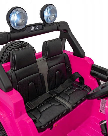 Akumuliatorinis automobilis Jeep Wrangler Rubicon rožinis
