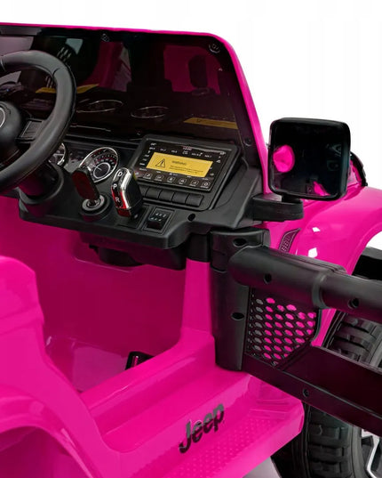 Akumuliatorinis automobilis Jeep Wrangler Rubicon rožinis