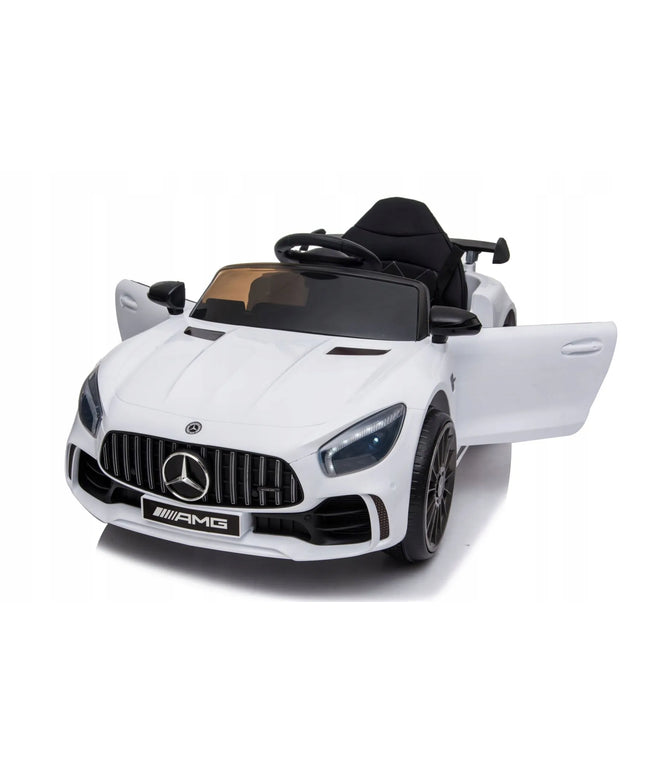 Akumuliatorinis automobilis Mercedes GTR-S su minkštais EVA ratais, odine sėdyne ir nuotolinio valdymo pulteliu