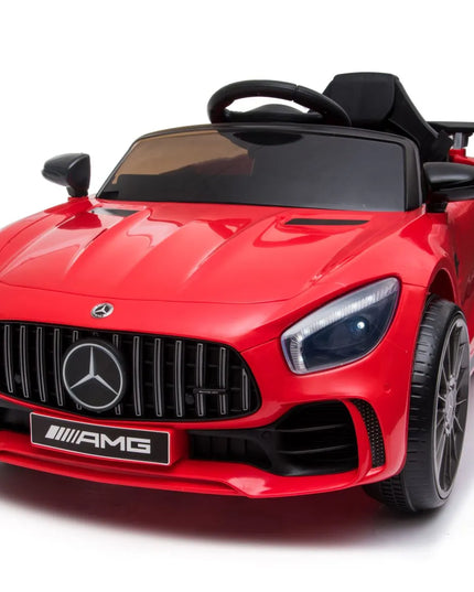 Akumuliatorinis automobilis Mercedes GTR-S su minkštais EVA ratais, odine sėdyne ir nuotolinio valdymo pulteliu