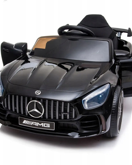 Akumuliatorinis automobilis Mercedes GTR-S su minkštais EVA ratais, odine sėdyne ir nuotolinio valdymo pulteliu