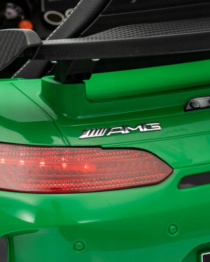 Akumuliatorinis automobilis Mercedes GTR-S su minkštais EVA ratais, odine sėdyne ir nuotolinio valdymo pulteliu