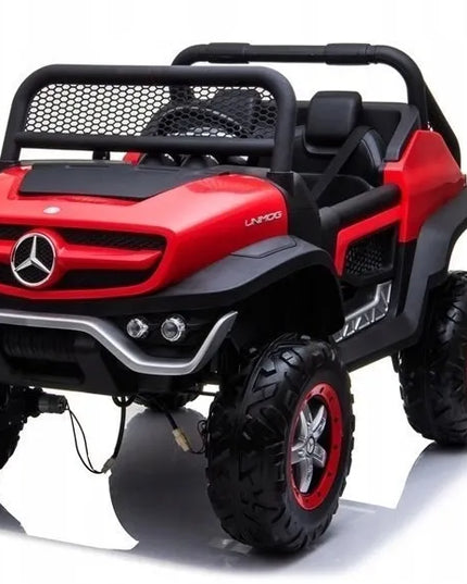 Akumuliatorinis automobilis Mercedes Unimog, raudonas