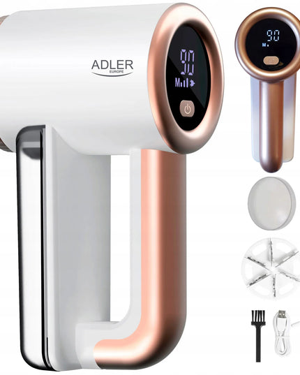 Akumuliatorinis drabužių pūkų rinkiklis Adler AD 9617 su LCD ekranu ir greičio reguliavimu