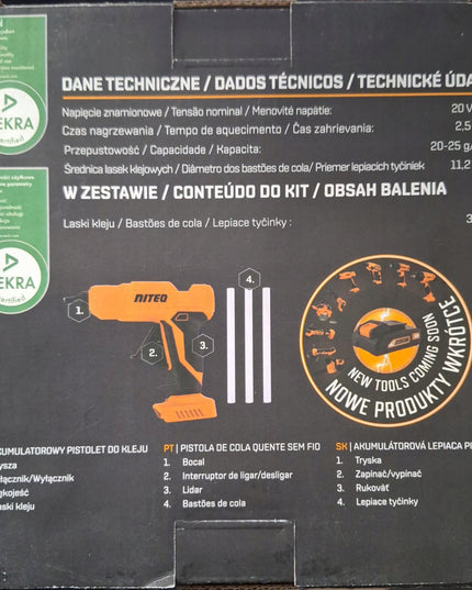 Akumuliatorinis klijų pistoletas Niteo Tools 20V 11mm