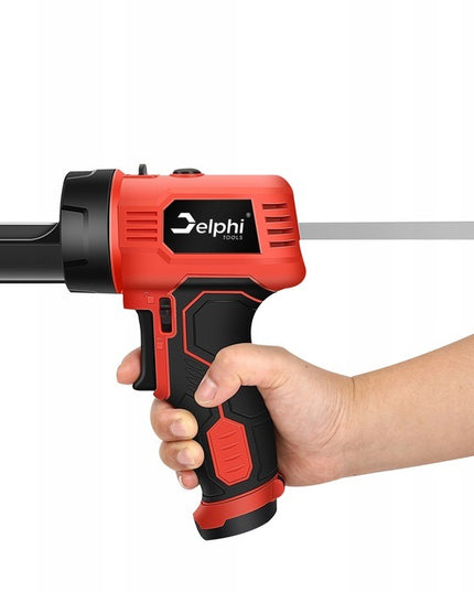 Akumuliatorinis silikono pistoletas Delphi Tools CG-35 su LED, 4 baterijomis ir silikonui lyginti kubeliais