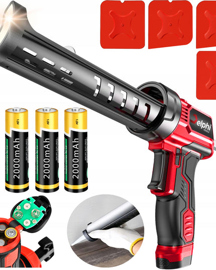 Akumuliatorinis silikono pistoletas Delphi Tools CG-35 su LED, 4 baterijomis ir silikonui lyginti kubeliais