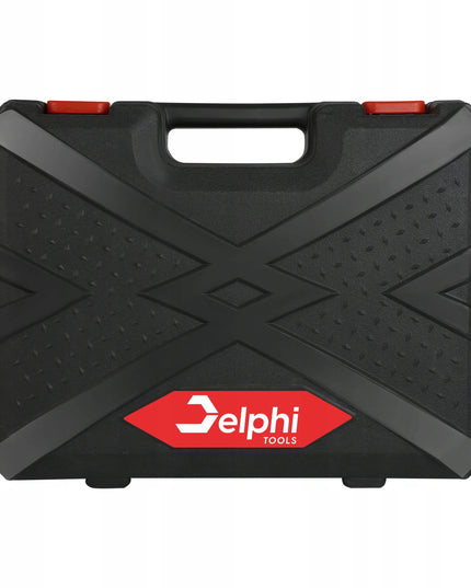 Akumuliatorinis smūginis veržliasukis Delphi Tools Brushless 20V 2x baterijos, 350Nm sukimo momentas, 1/2'' galvutės komplektas lagamine
