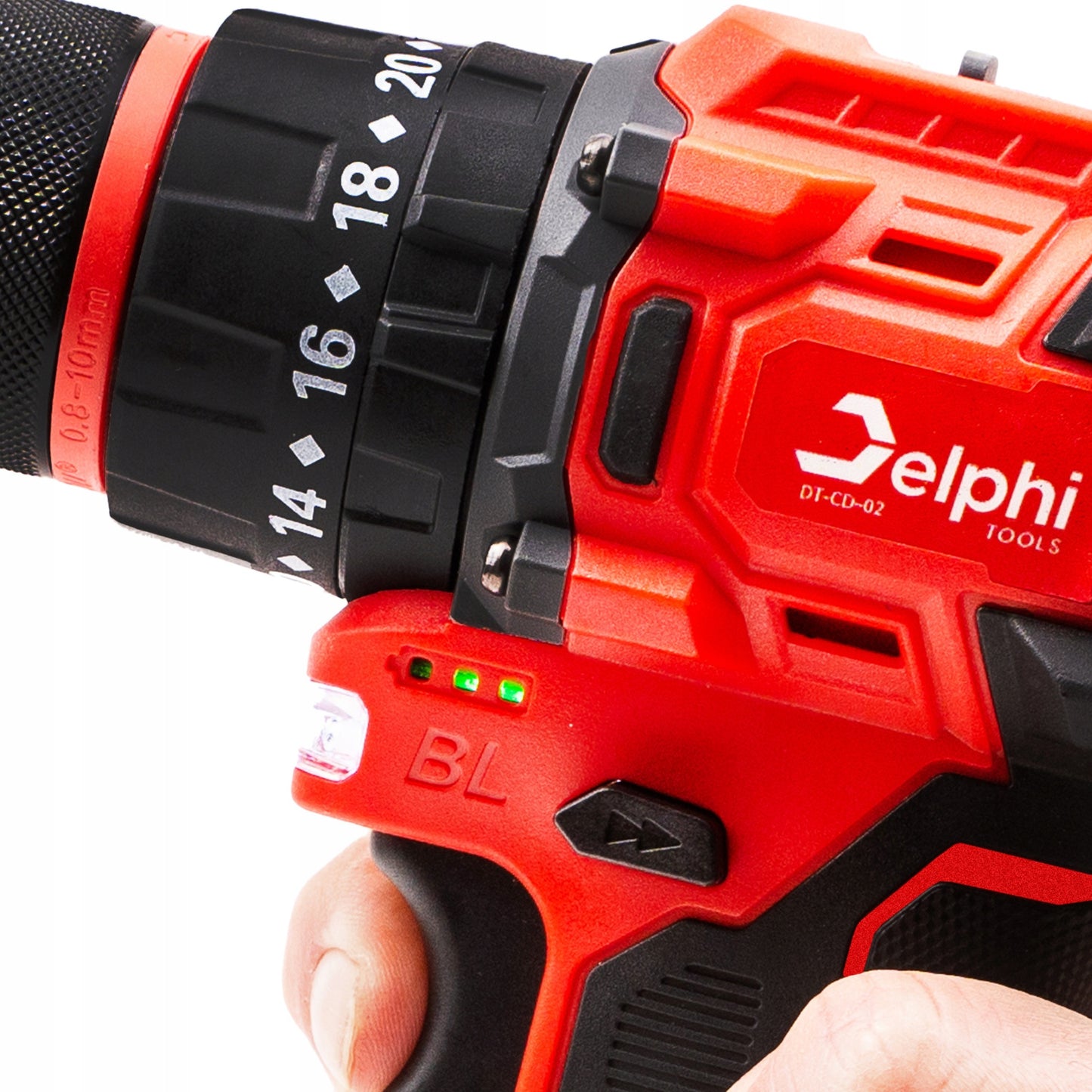 Akumuliatorinis su smūgiu suktuvas-gręžtuvas Delphi Tools Brushless 16,8V 2x baterijos, 50Nm, lagaminas su priedais
