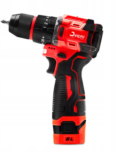 Akumuliatorinis su smūgiu suktuvas-gręžtuvas Delphi Tools Brushless 16,8V 2x baterijos, 50Nm, lagaminas su priedais