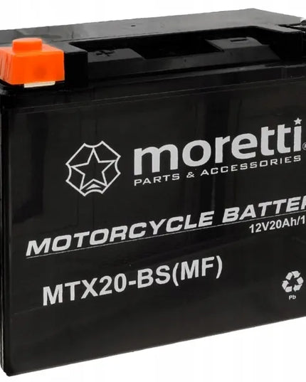 Akumuliatorius Moretti MTX20L-BS + ĮKROVIKLIS GELINIAMS AKUMULIATORIAMS 12V 1A
