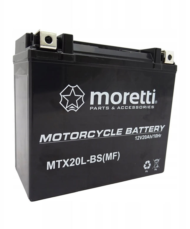 Akumuliatorius Moretti MTX20L-BS + ĮKROVIKLIS GELINIAMS AKUMULIATORIAMS 12V 1A