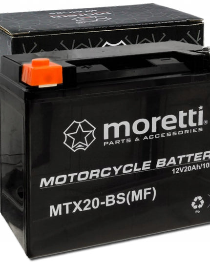 Akumuliatorius Moretti MTX20L-BS + ĮKROVIKLIS GELINIAMS AKUMULIATORIAMS 12V 1A