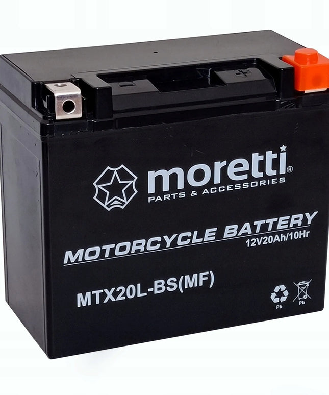 Akumuliatorius Moretti MTX20L-BS + ĮKROVIKLIS GELINIAMS AKUMULIATORIAMS 12V 1A
