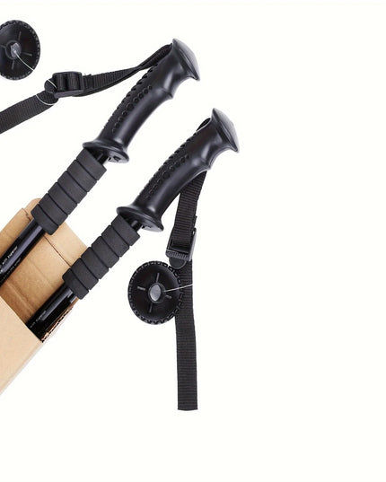 Aliuminio Žygio Lazdos, Juodos, 2 vnt – Reguliuojamos, Smūgius Sugeriančios, Patogios Rankenos