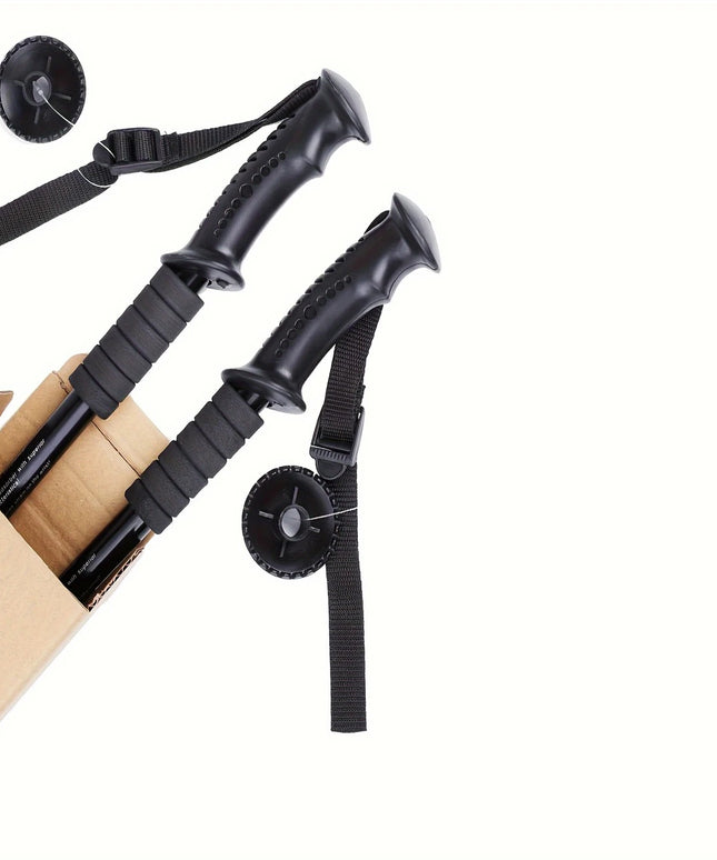 Aliuminio Žygio Lazdos, Juodos, 2 vnt – Reguliuojamos, Smūgius Sugeriančios, Patogios Rankenos