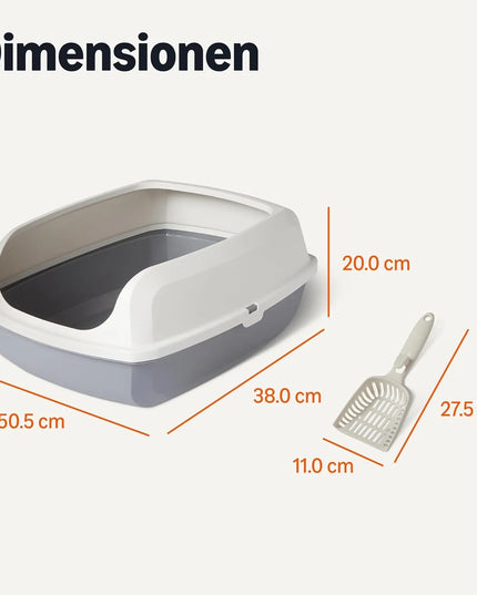 Amazon Basics atvira kačių kraiko dėžė, 50,5 cm x 37,6 cm x 20 cm, balta ir pilka