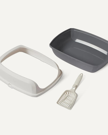 Amazon Basics atvira kačių kraiko dėžė, 50,5 cm x 37,6 cm x 20 cm, balta ir pilka