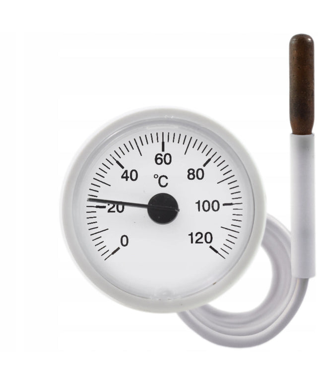 Analoginis termometras boileriui su kapiliaru 0-120 °C, mažas, 38 mm