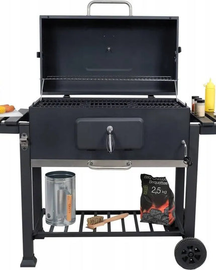 Anglinis grilis Lund XXL 78x42,5 cm su ketaus grotelėmis, dangčiu ir termometru