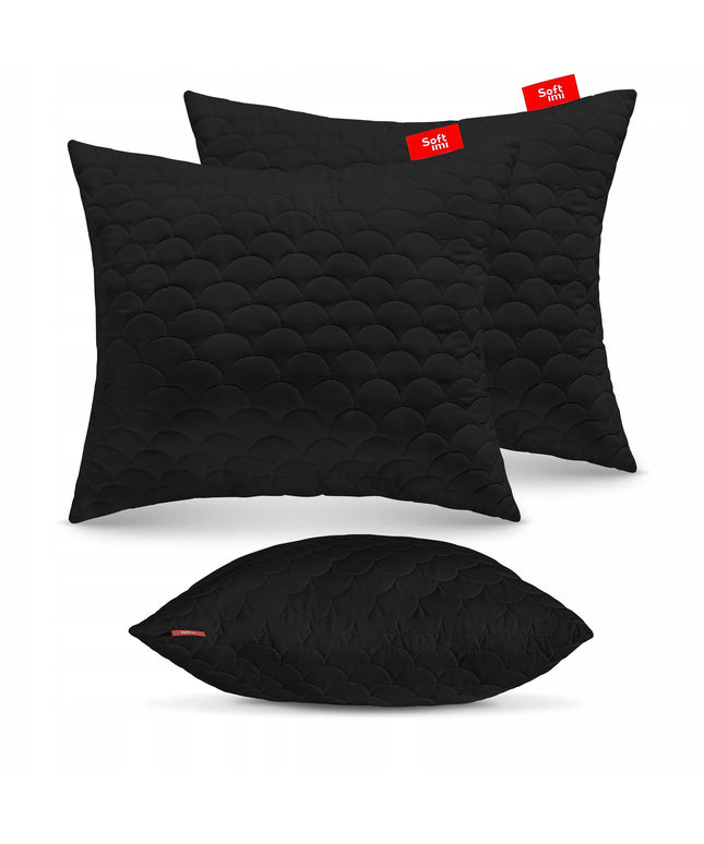 Antialerginė pagalvė 2x70x80 cm miego komplektas, dygsniuota, juoda, pagaminta Lenkijoje