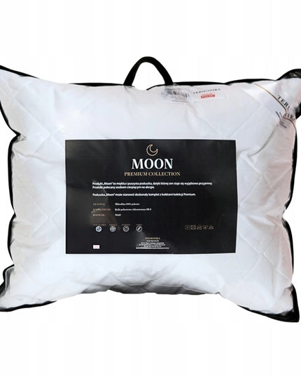 Antialerginė pagalvė 50x60, viešbučio stiliaus, dygsniuota, balta, puri, su silikoniniais kamuoliukais MOON