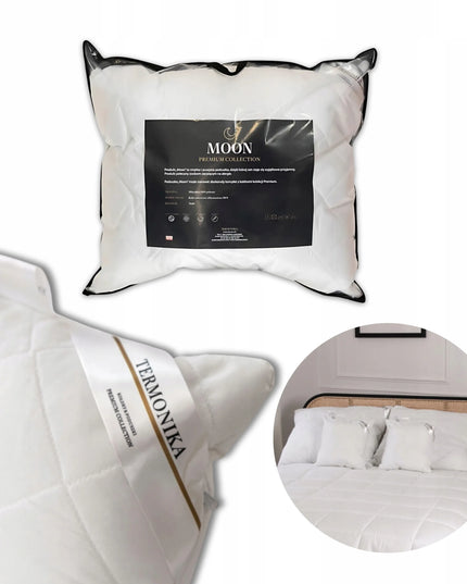 Antialerginė pagalvė 70x80 cm, dygsniuota, balta, pūkuota su silikoniniu užpildu MOON