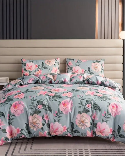 Antklodės komplektas, pagalvės užvalkalai, gėlių rašto (3 dalys)