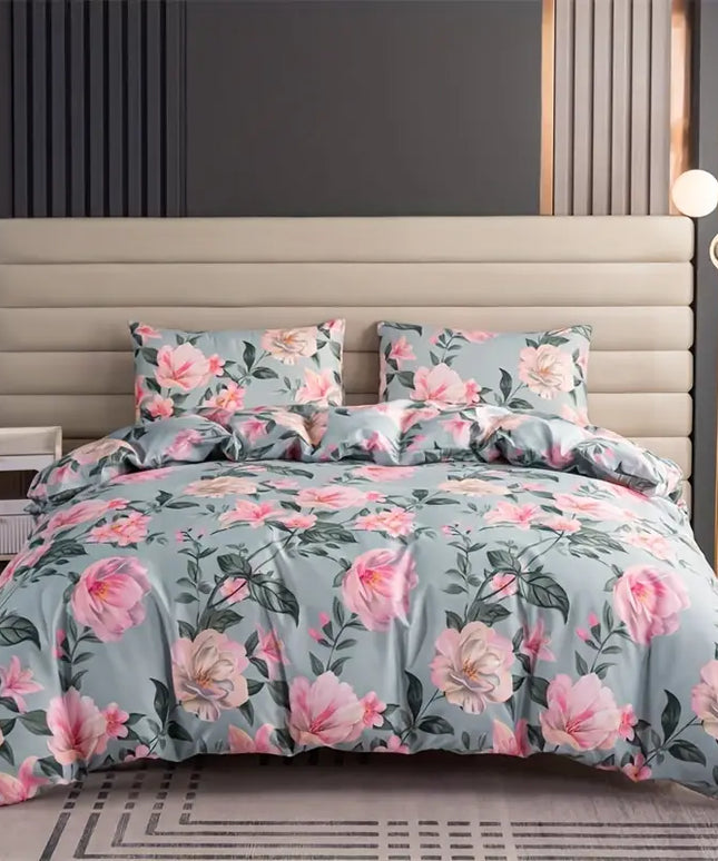 Antklodės komplektas, pagalvės užvalkalai, gėlių rašto (3 dalys)