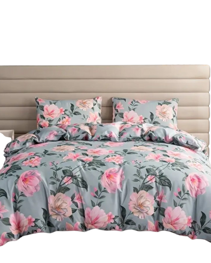 Antklodės komplektas, pagalvės užvalkalai, gėlių rašto (3 dalys)