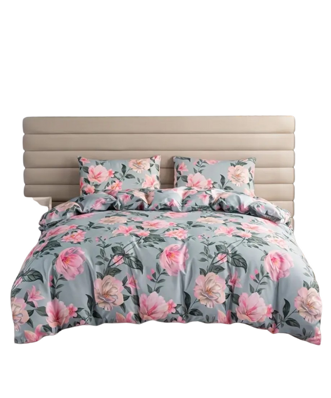 Antklodės komplektas, pagalvės užvalkalai, gėlių rašto (3 dalys)