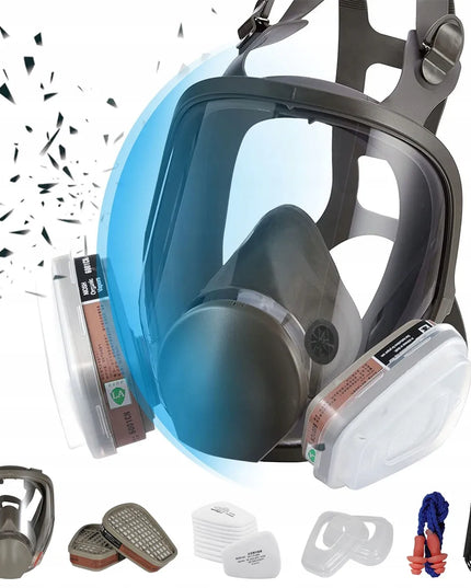 Apsauginė respiratorinė kaukė nuo dulkių + 2 anglies filtrai + 10 keičiamųjų filtrų