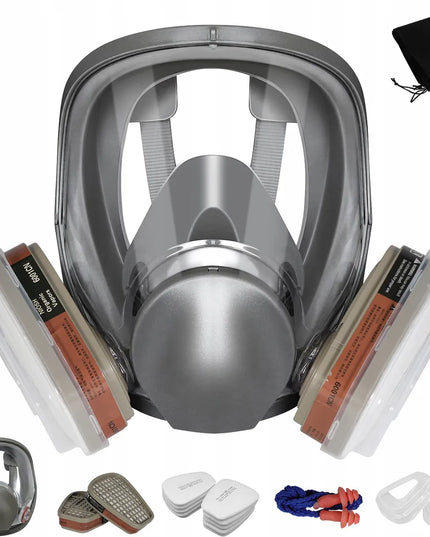 Apsauginė respiratorinė kaukė nuo dulkių + 2 anglies filtrai + 10 keičiamųjų filtrų