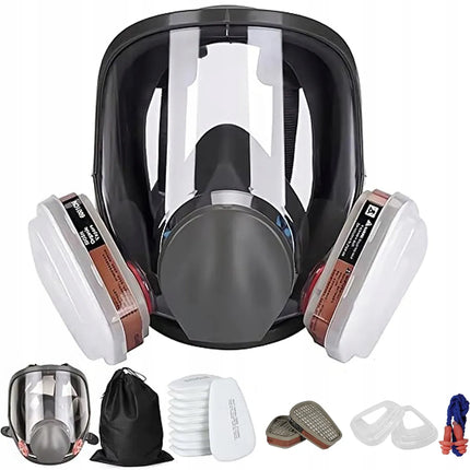 Apsauginė respiratorinė kaukė nuo dulkių + 2 anglies filtrai + 10 keičiamųjų filtrų