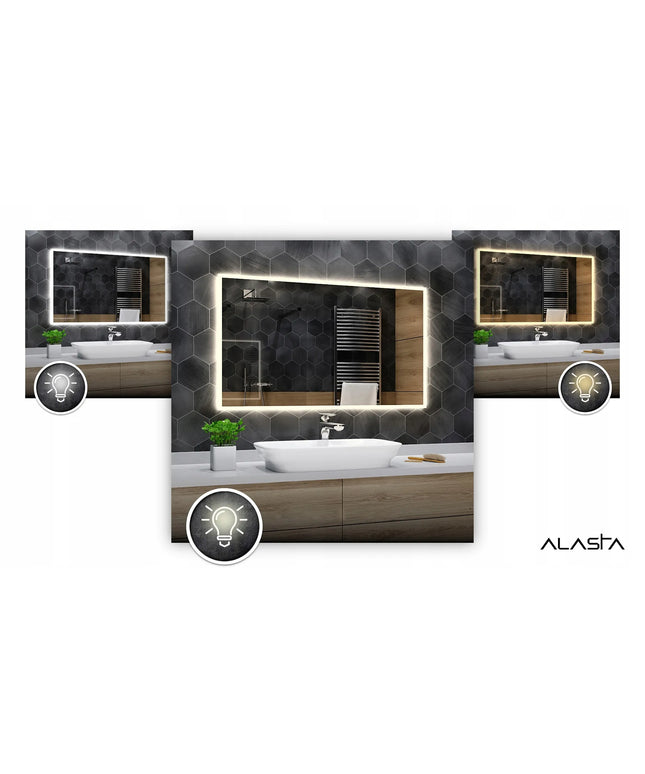 Apšviestas veidrodis „Alasta“ „Birma“ „Dual LED“ 140x60 cm su jutikliniu jungikliu