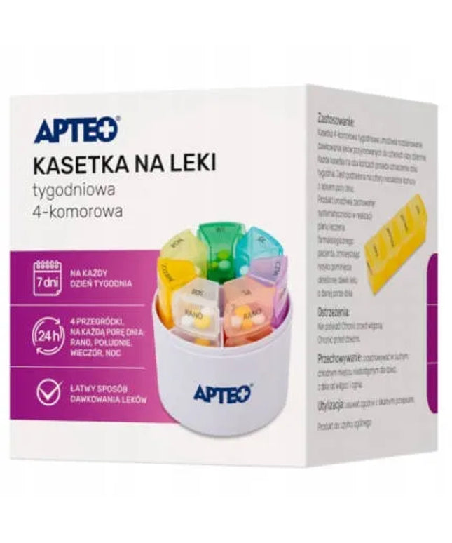 Apteo savaitinė vaistų dėžutė su 4 skyriais - 1 vnt.