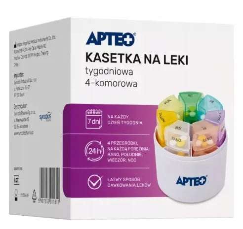 Apteo savaitinė vaistų dėžutė su 4 skyriais - 1 vnt.