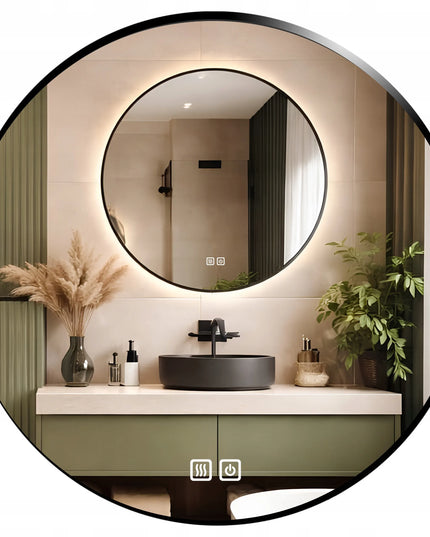 Apvalus LED vonios veidrodis 60 cm su metaliniu rėmu „Loft Premium“