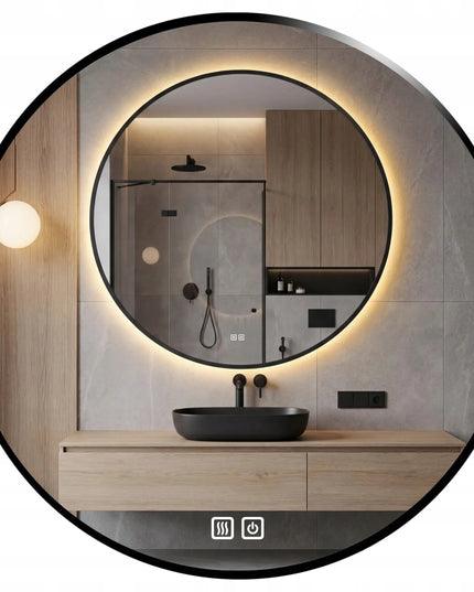 Apvalus LED vonios veidrodis 60 cm su metaliniu rėmu „Loft Premium“