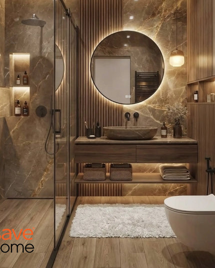 Apvalus LED vonios veidrodis 60 cm su metaliniu rėmu „Loft Premium“