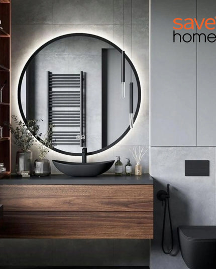 Apvalus LED vonios veidrodis 60 cm su metaliniu rėmu „Loft Premium“